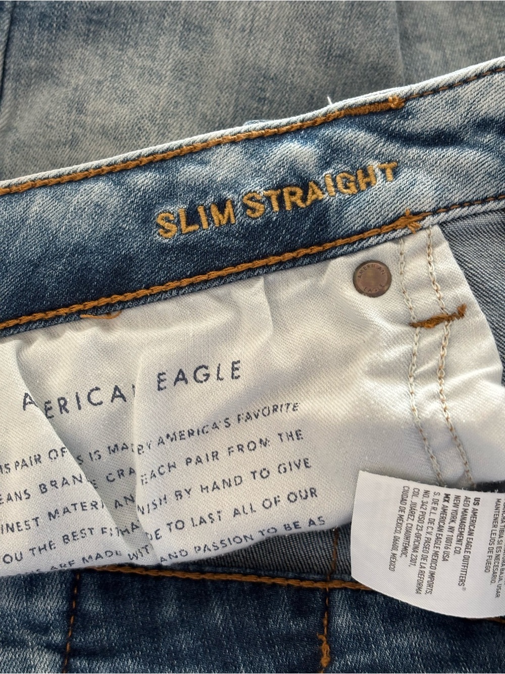 American Eagle Outfitters Jeans Light Wash Slim Straight Jeans Men’s 34x30 EXC - Picture 4 of 6
